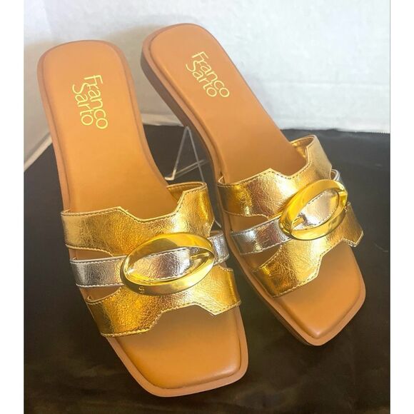 Franco Sarto Milada Gold and Silver Sandals with Metallic Finish WMS S 8.5 M NEW - Picture 2 of 10